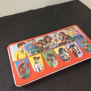 Vintage watercolor metal box with original brush